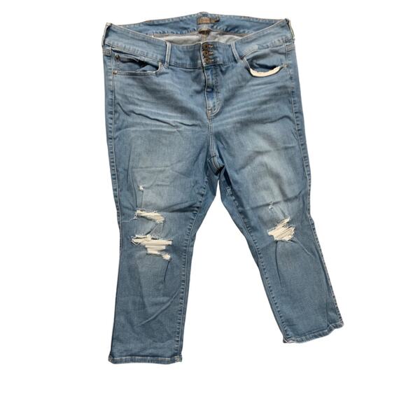 24W Torrid Womens Plus Size Crop Jegging Distressed Super Soft Jeans - Picture 4 of 7